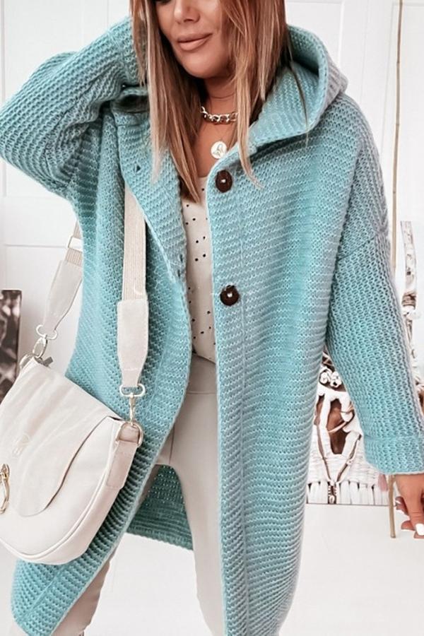 Women's Knitted Vest Hood Modern Buttons
