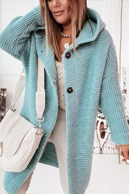 Women's Knitted Vest Hood Modern Buttons