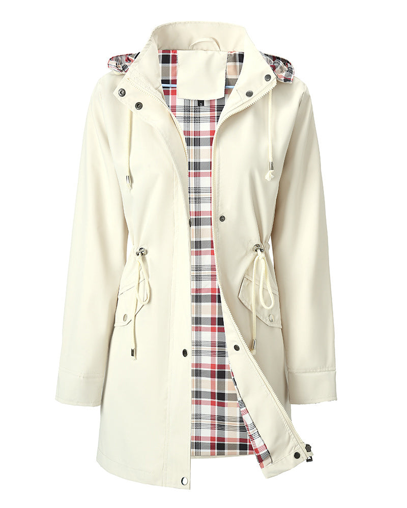 Waterproof Women's Long Hooded Trench Coat