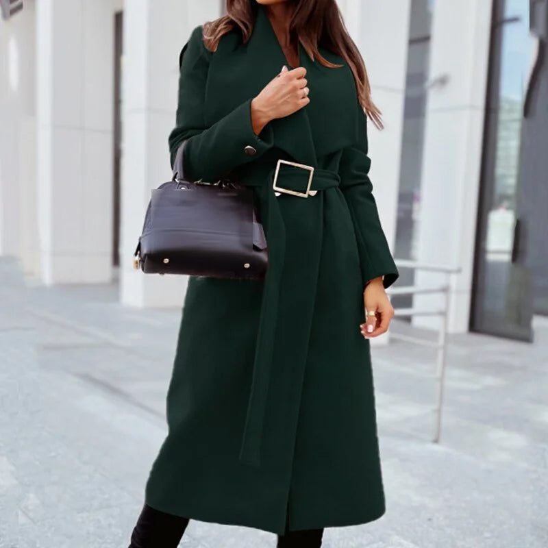 Tailored Women's Coat Elegant Lapel Belt