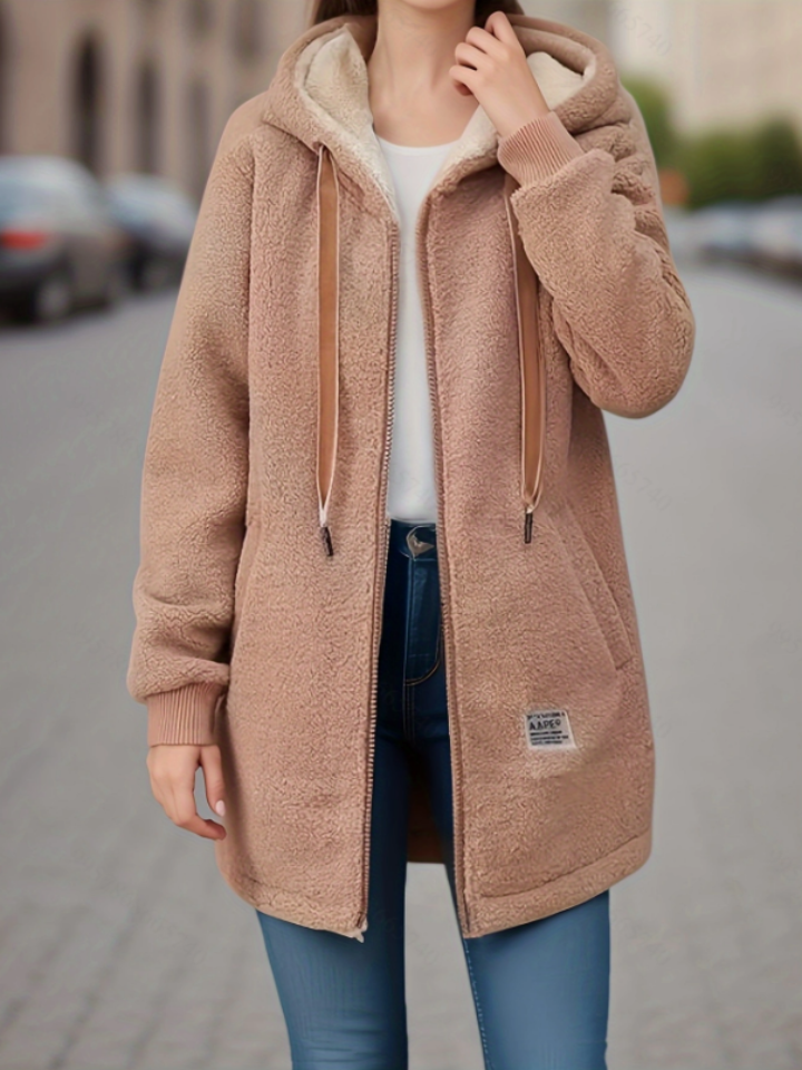Practical Fleece Jacket With Hood Zip