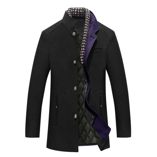 Men's Slim Fit Wool Winter Coat Black