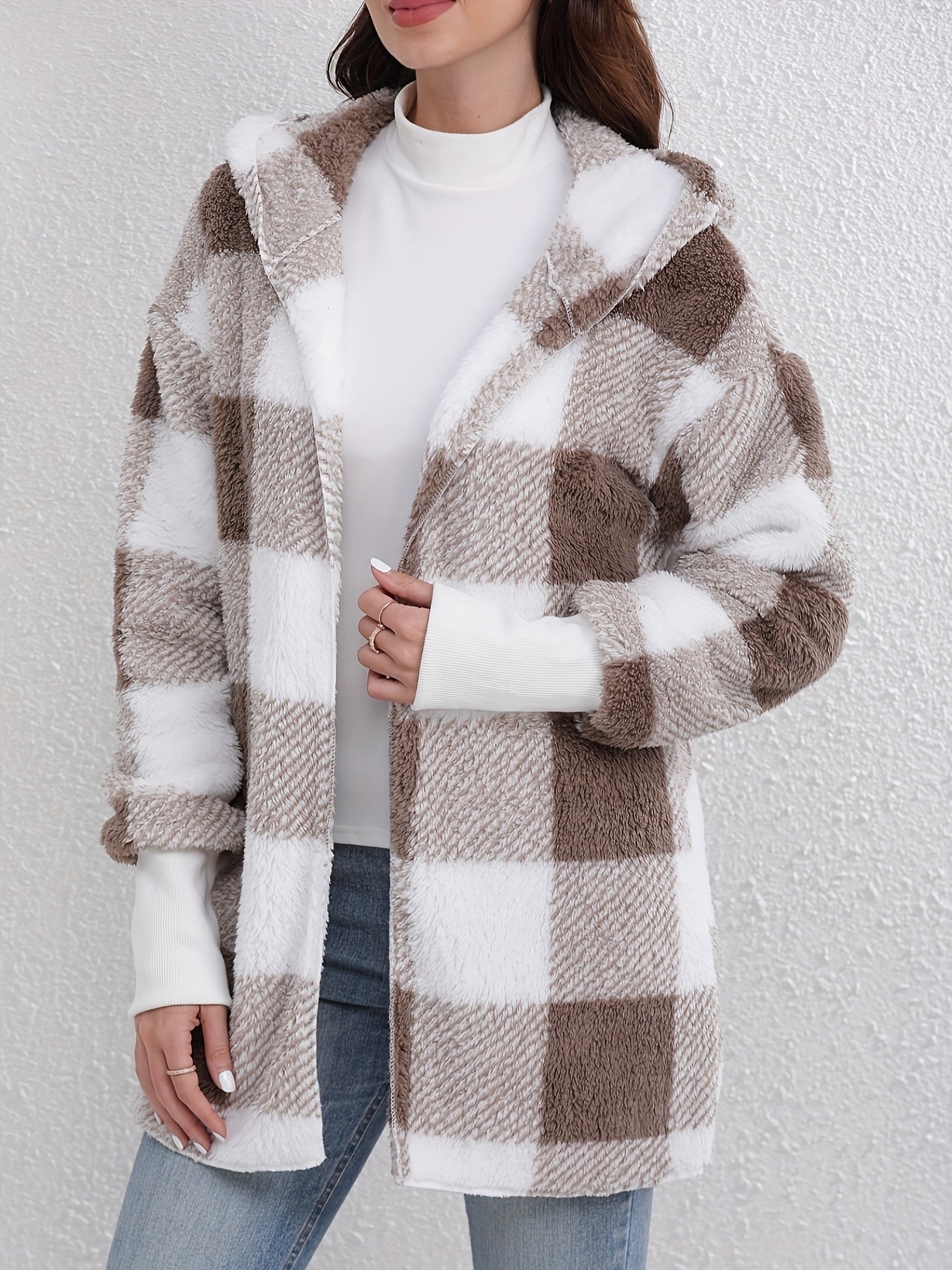 Hooded Jacket Women Long Sleeve Warm Cozy