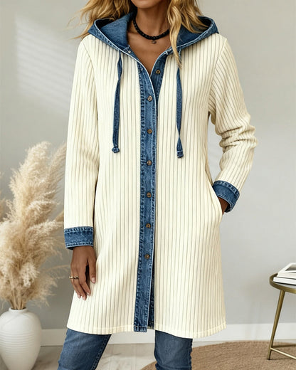 Stylish Hooded Jacket Contrast Panel Design