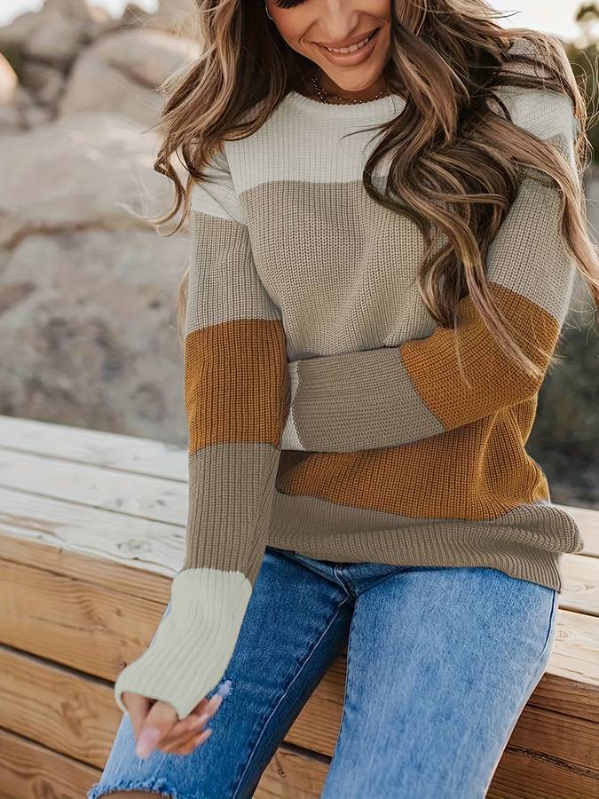 Stylish Women's Sweater Striped Pattern Modern