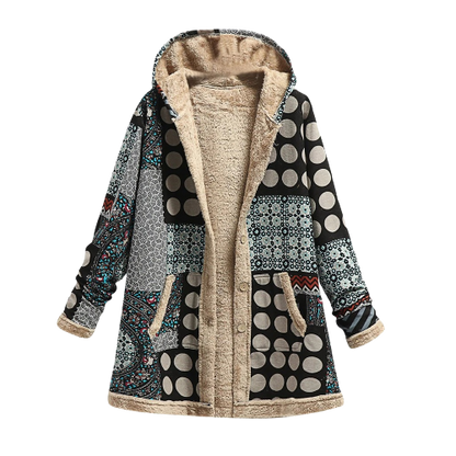 Hooded Coat Patchwork Style Lined with Soft Fleece