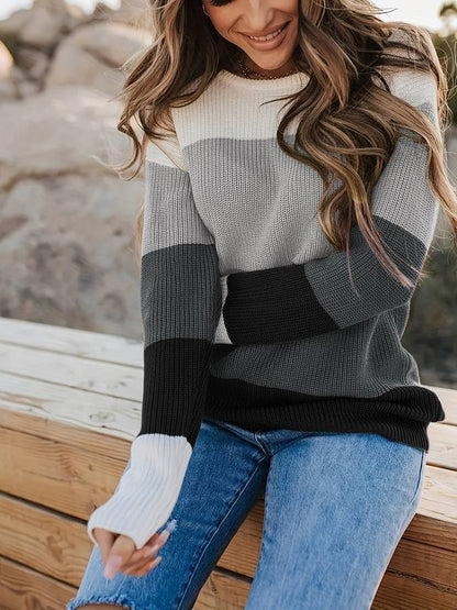Stylish Women's Sweater Striped Pattern Modern