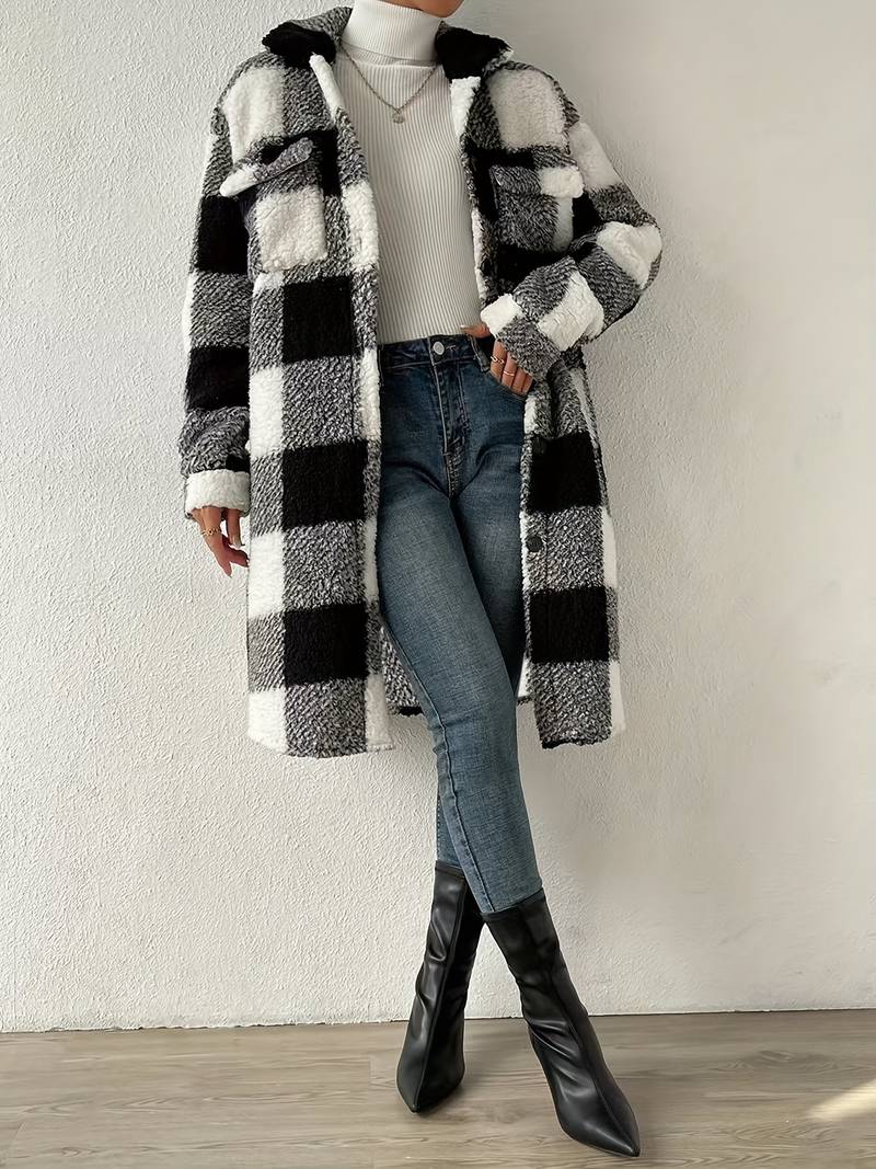 Teddy Jacket Plaid Pattern Soft