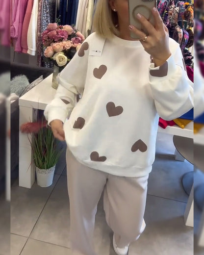 Heart Print Dress Elegant Loose