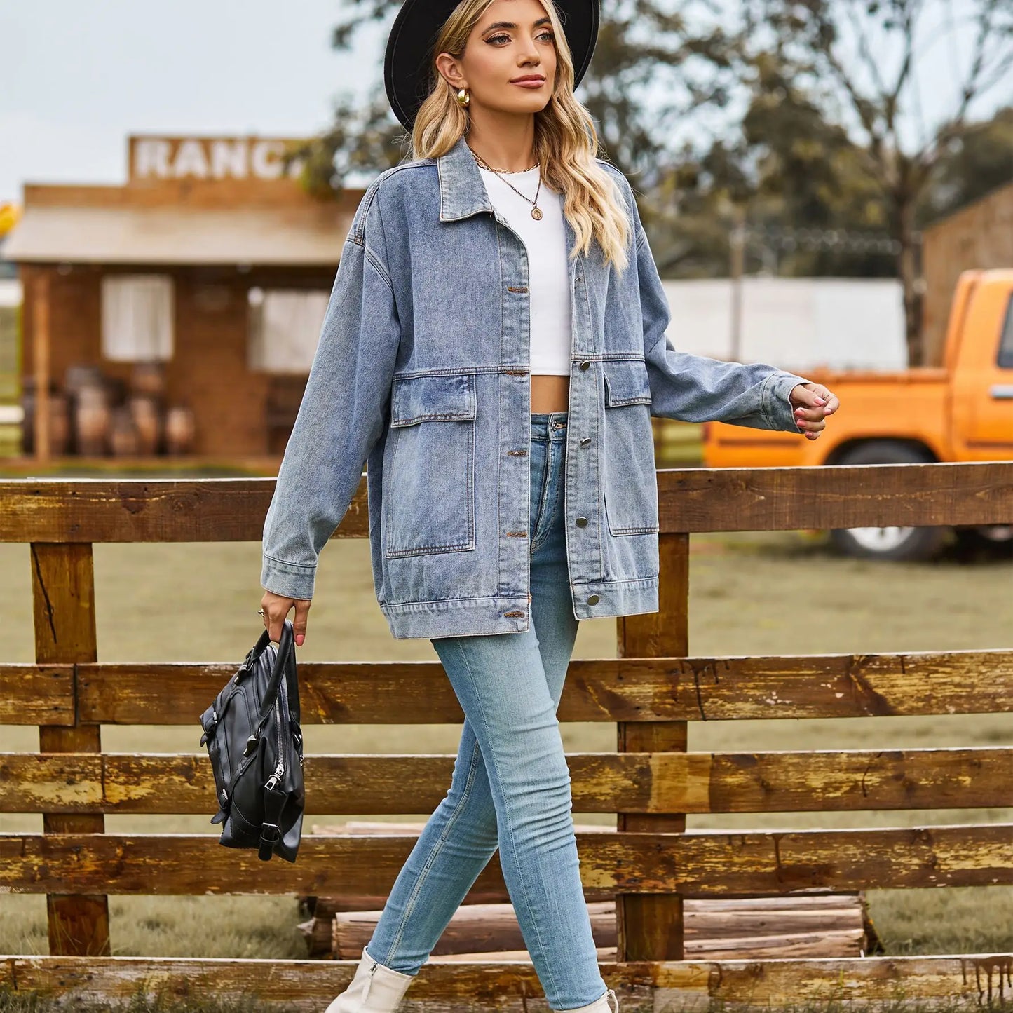 Große Damen Denimjacke Bequem Oversized - IdealeKleiden