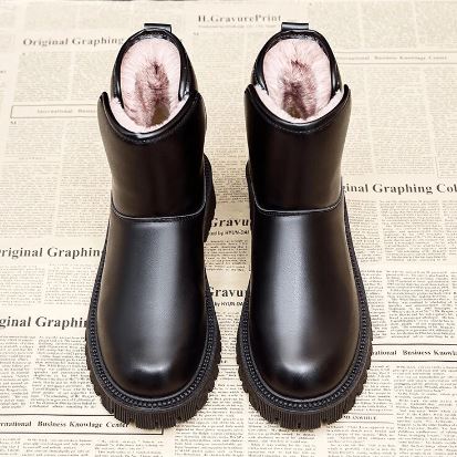 Robuste Stiefel Leder Optik Dickes Sohlen