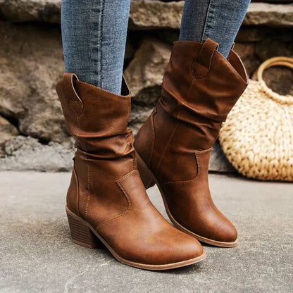 Retro Boots Chunky Heels Pointed Toes