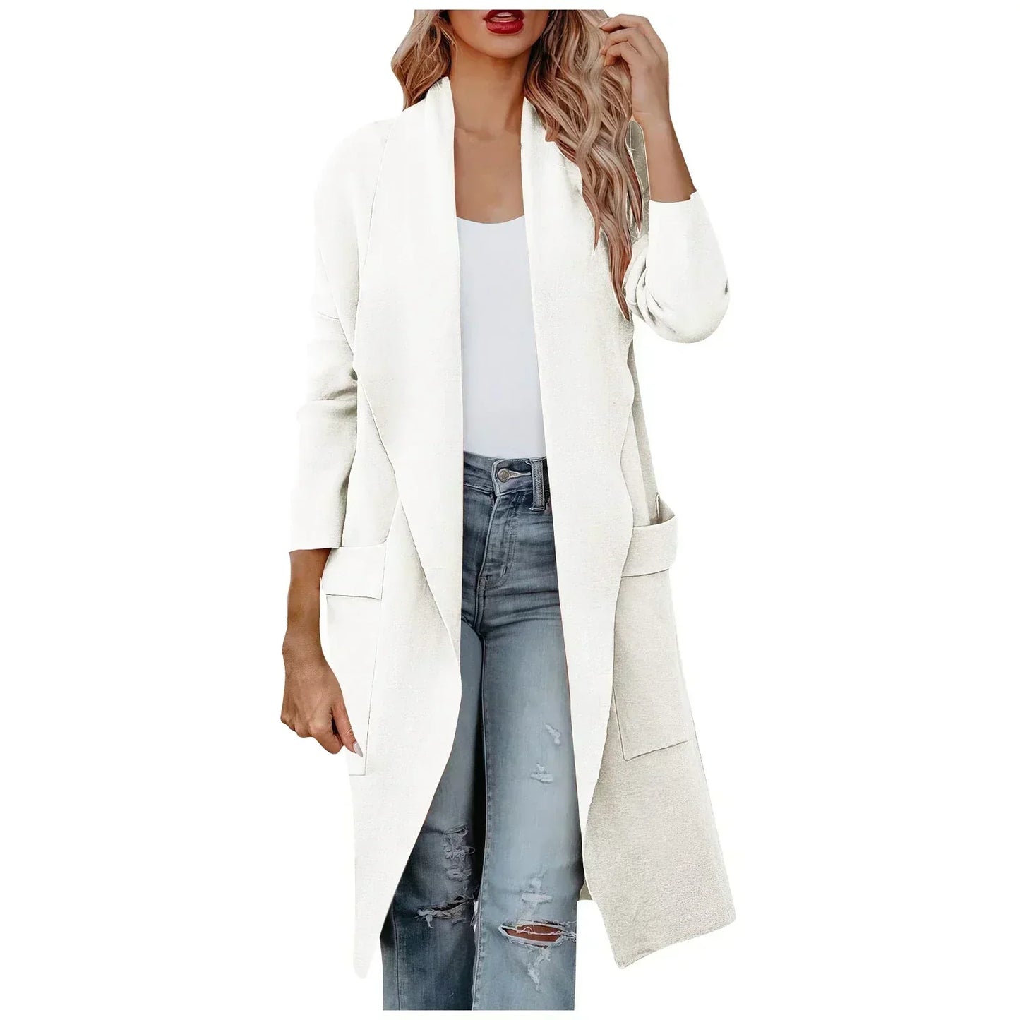 Elegant Women's Long Jacket with Belt