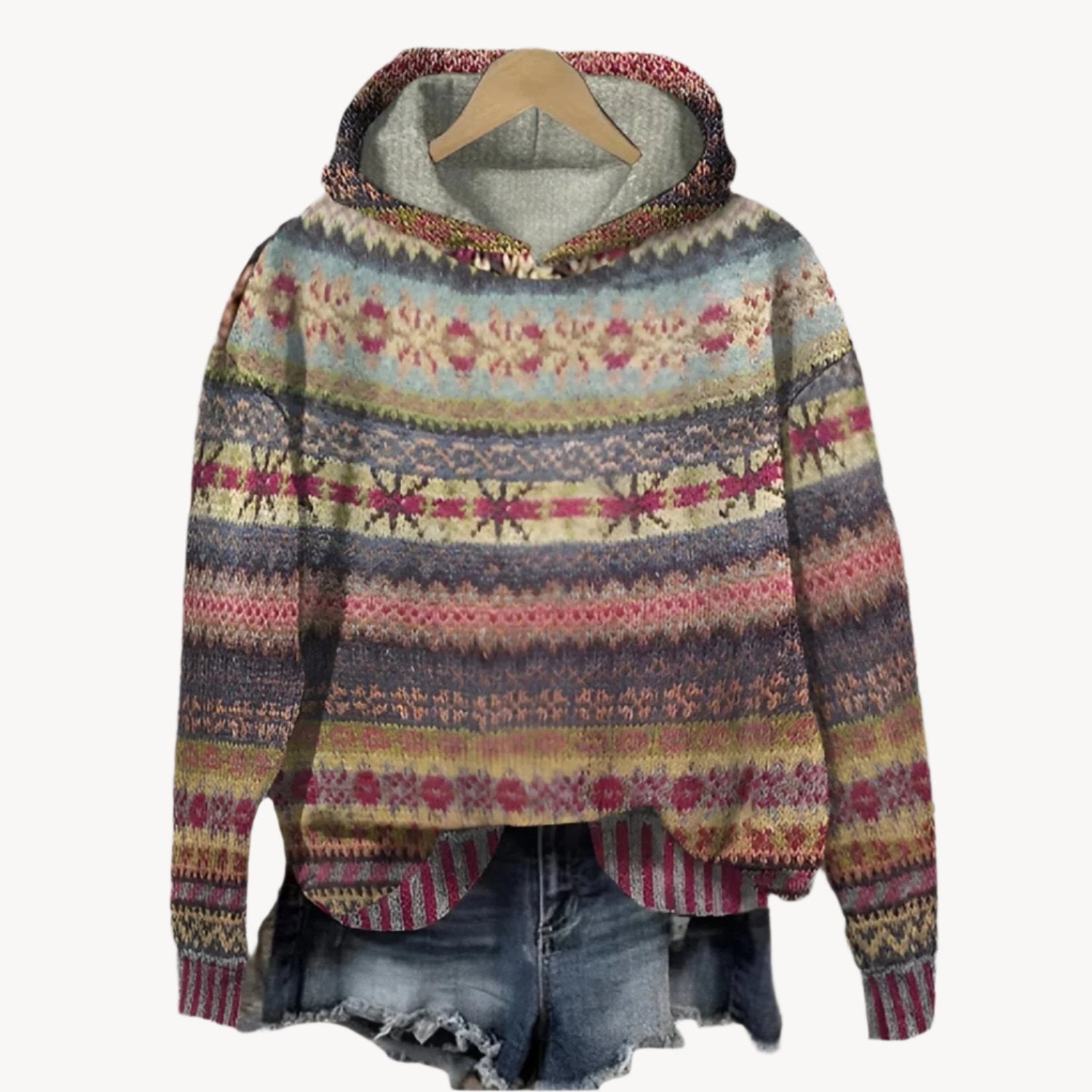 Damen Hoodie Vintage Style Bequem - IdealeKleiden