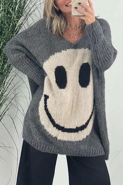Große Sweater Damen Oversized Strick Pullover