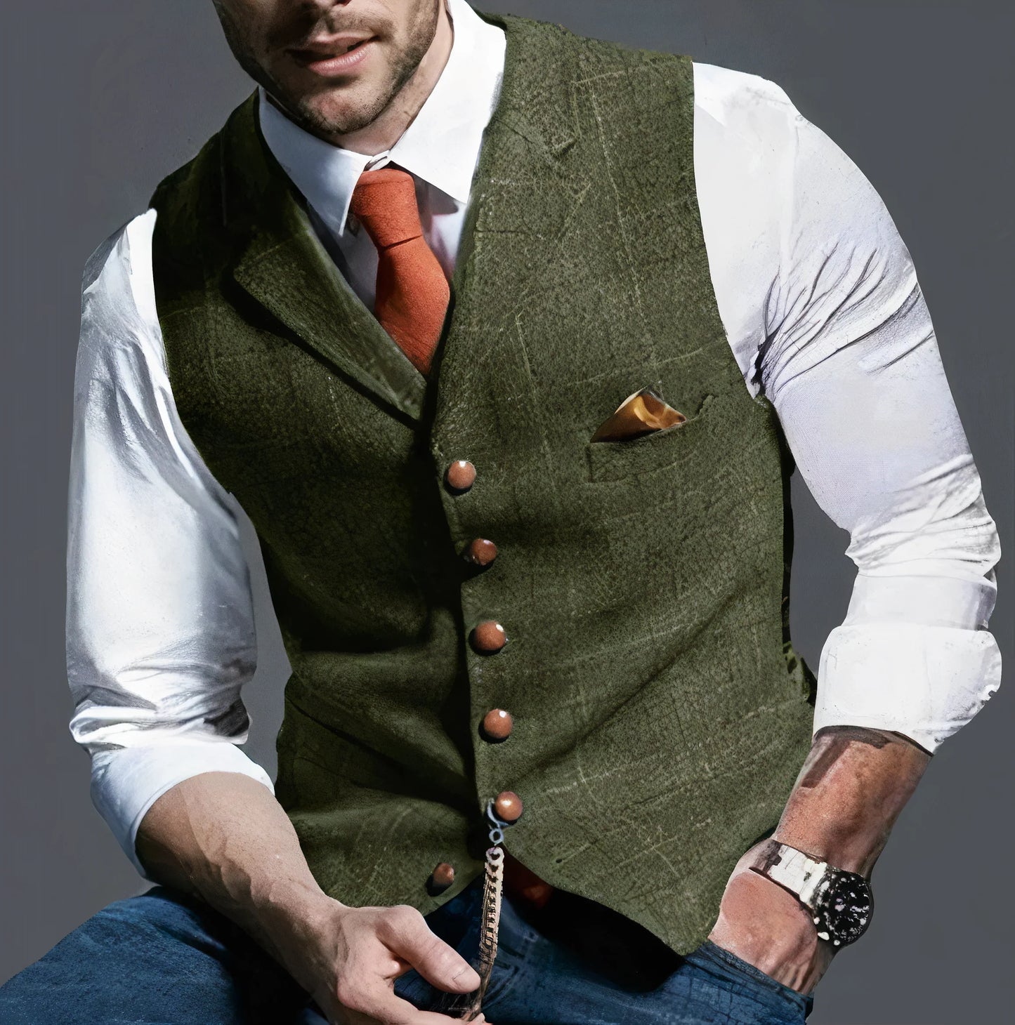 Fashionable Plaid Vest Men's Elegant