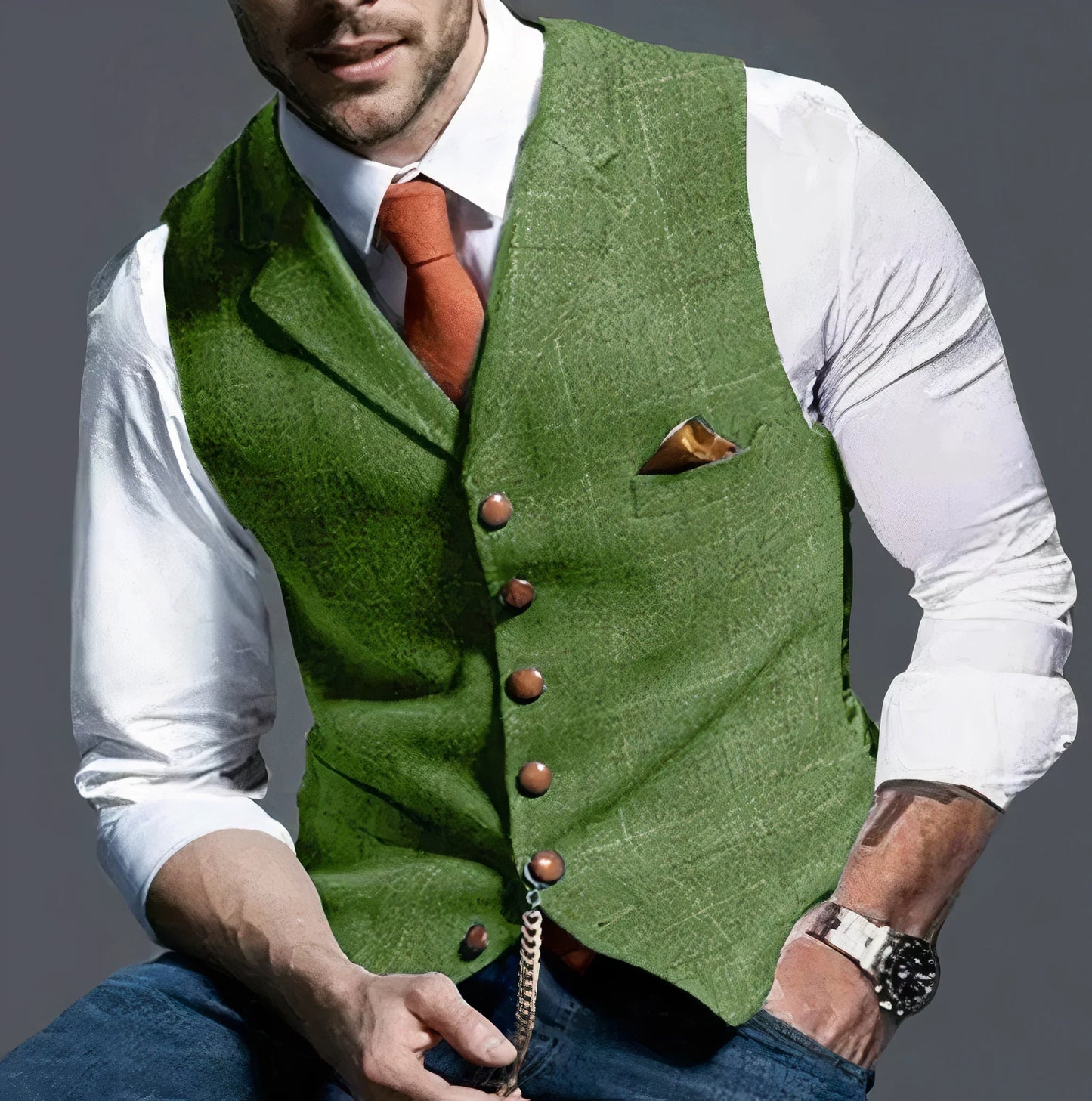 Fashionable Plaid Vest Men's Elegant