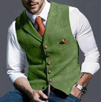 Fashionable Plaid Vest Men's Elegant