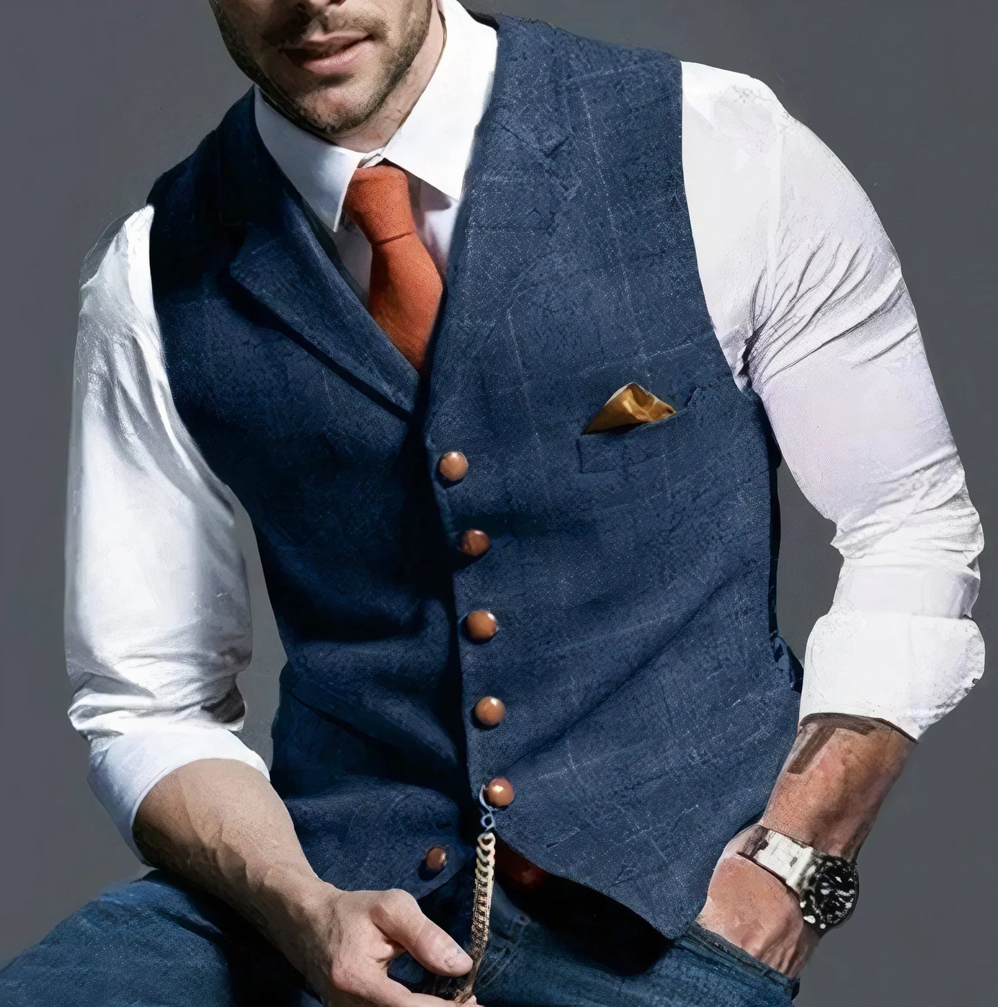 Fashionable Plaid Vest Men's Elegant