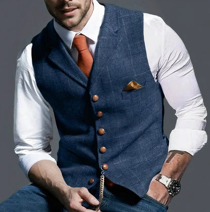 Fashionable Plaid Vest Men's Elegant