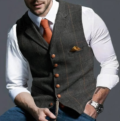 Fashionable Plaid Vest Men's Elegant