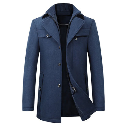 Men's Winter Coat Lapel Collar with Zipper