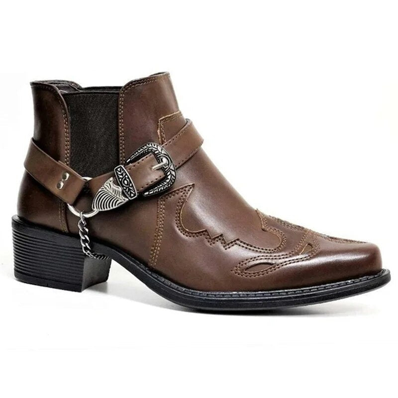 Men's Rugged Leather Motorcycle Boots