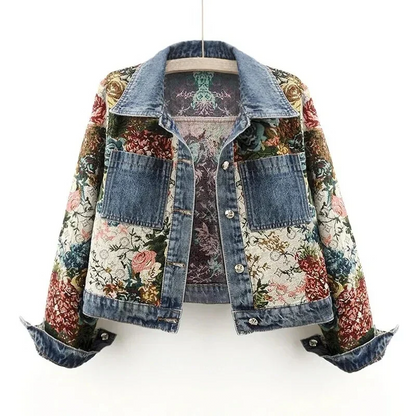 Summer Denim Jacket Floral Print Women