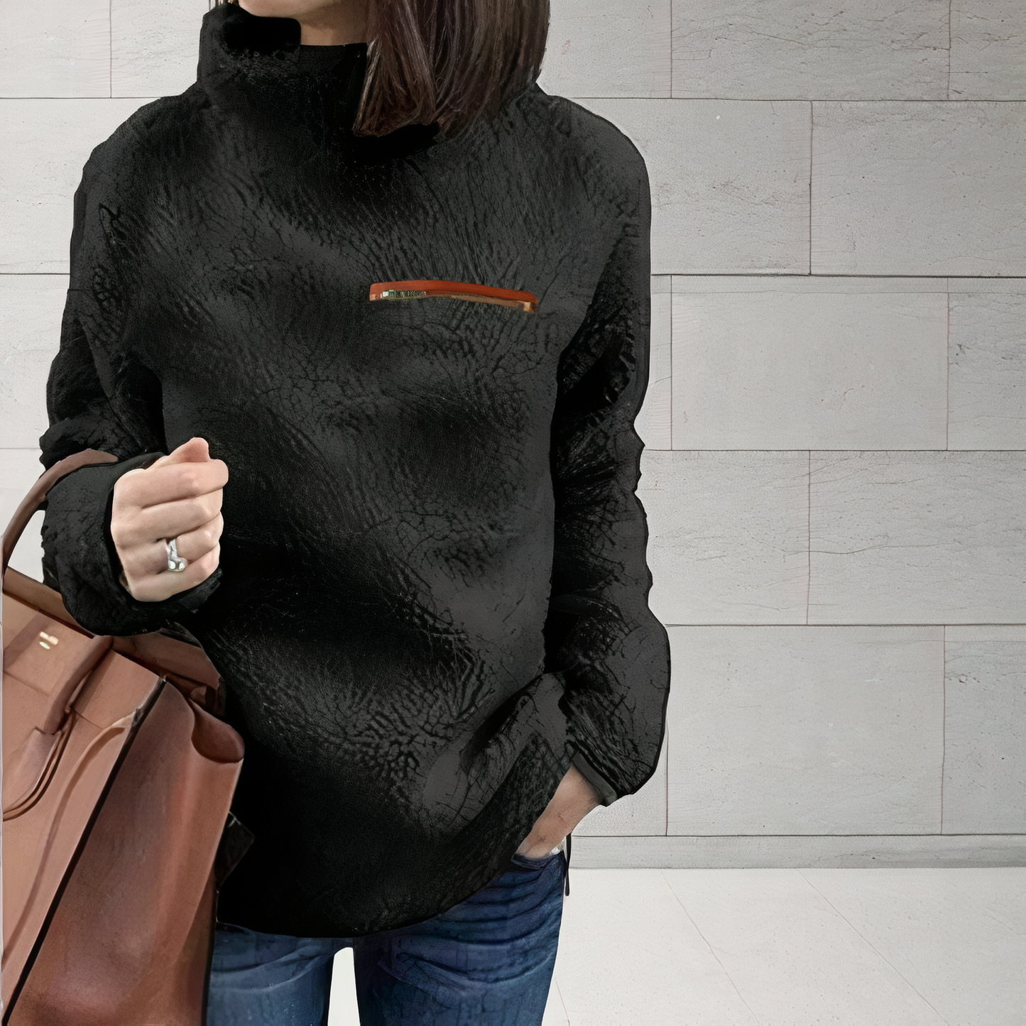 Stylish turtleneck wool sweater