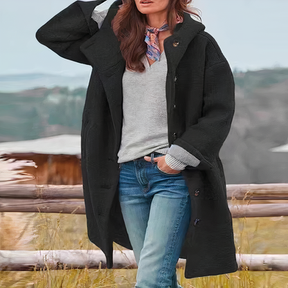 Long Wool Coat Knee-Length with Buttons