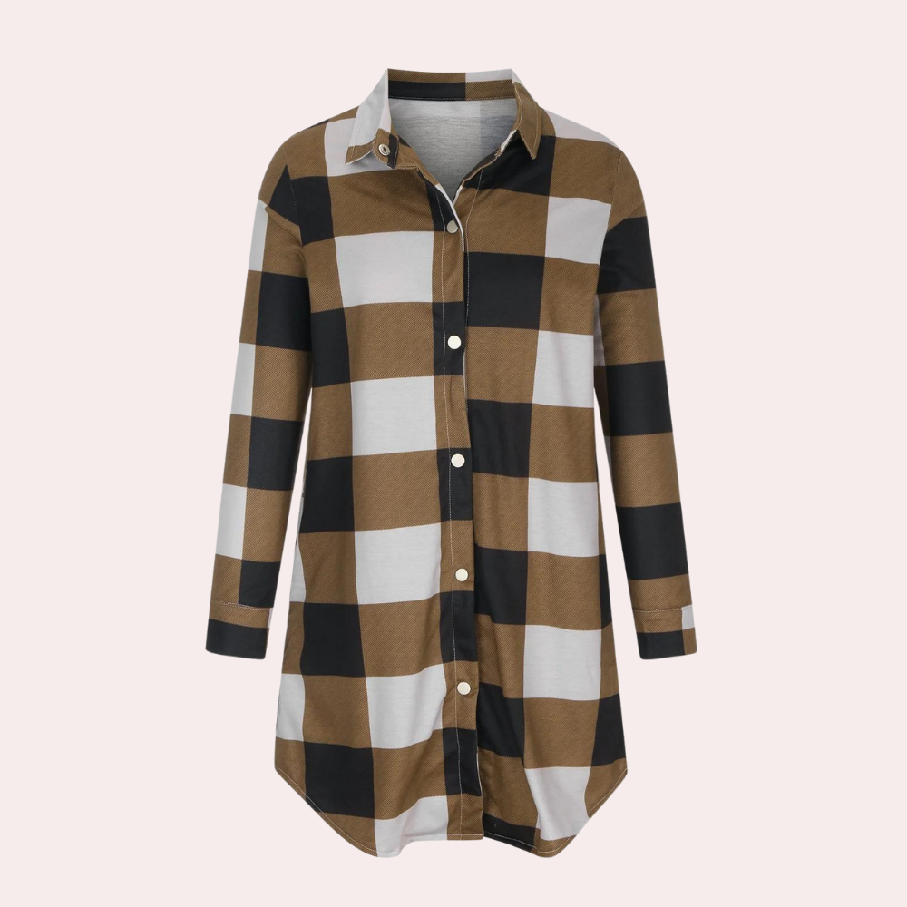 Women's Plaid Midi-Length Autumn Jacket