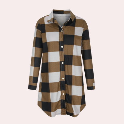 Women's Plaid Midi-Length Autumn Jacket