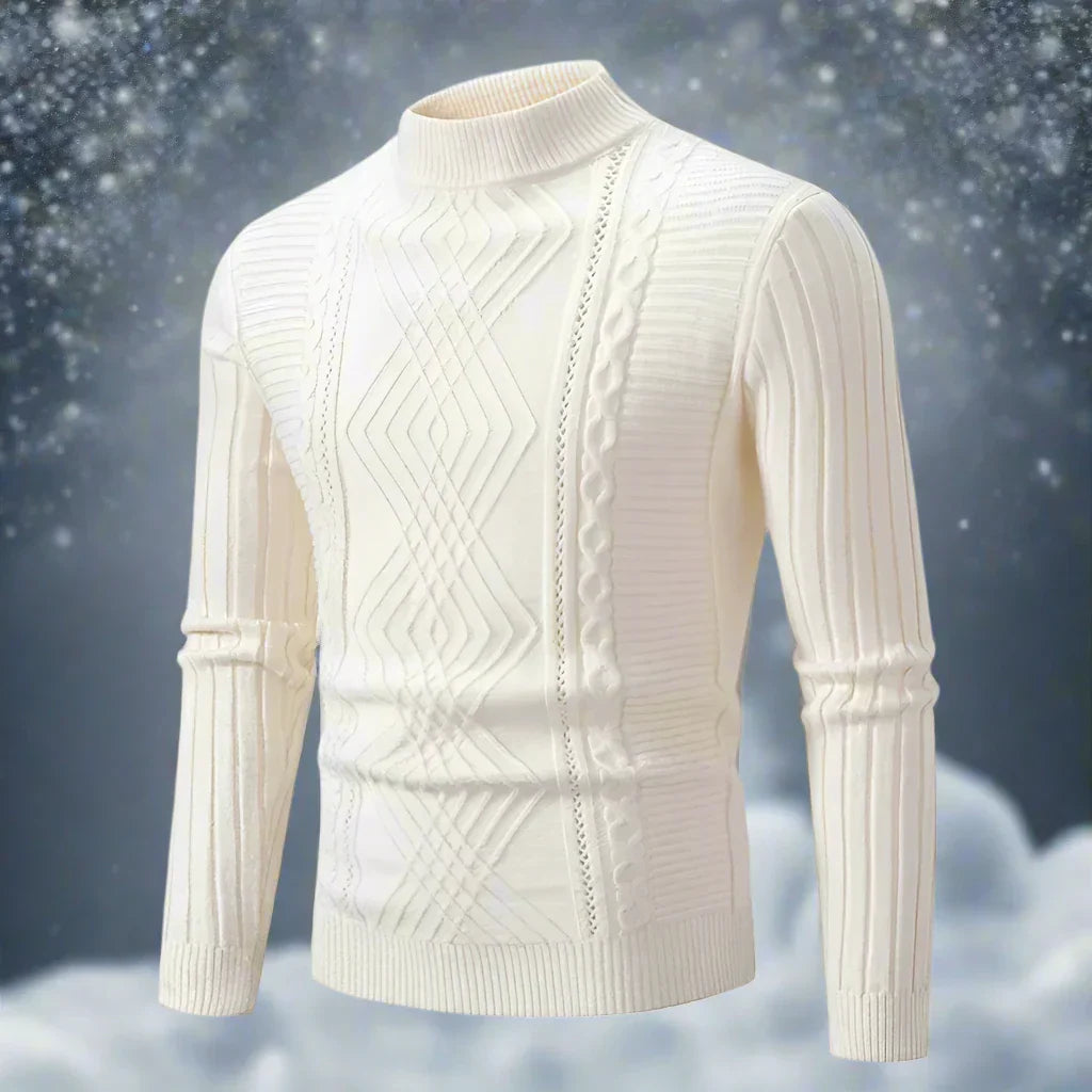 Warm Turtleneck Sweater Merino Wool Cable Knit