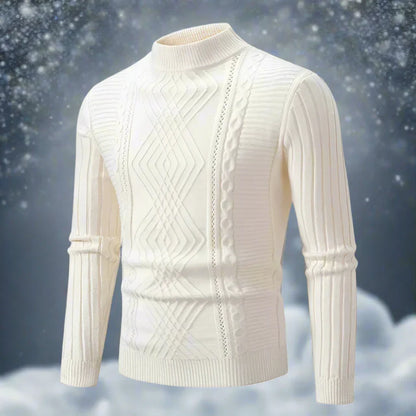 Warm Turtleneck Sweater Merino Wool Cable Knit