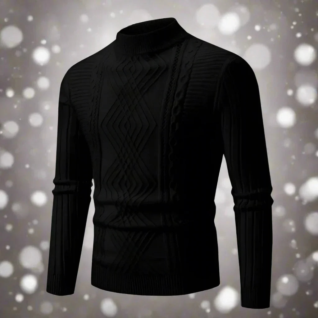 Warm Turtleneck Sweater Merino Wool Cable Knit