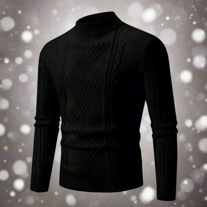 Warm Turtleneck Sweater Merino Wool Cable Knit