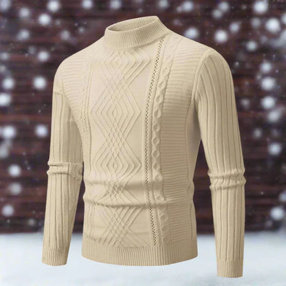 Warm Turtleneck Sweater Merino Wool Cable Knit