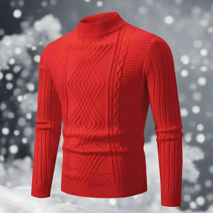 Warm Turtleneck Sweater Merino Wool Cable Knit