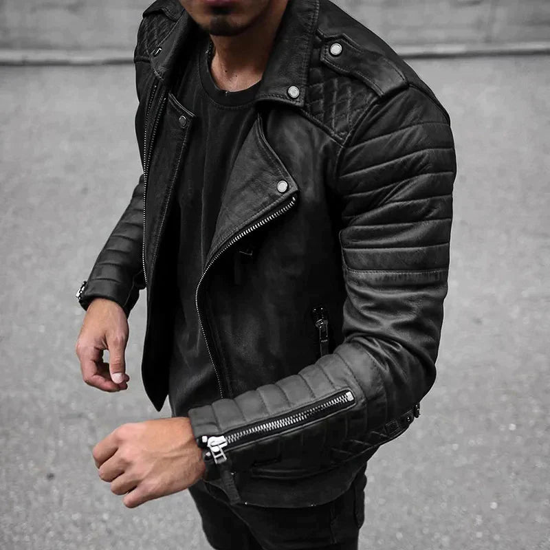 Lederjacke Herren Elegant Schwarz - IdealeKleiden