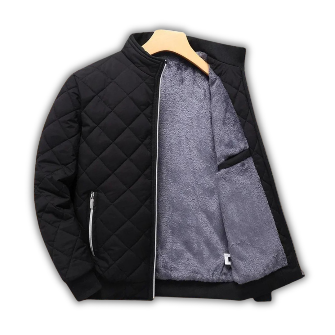 Men's Winter Jacket Lined Bomber Style Stand-Up Collar