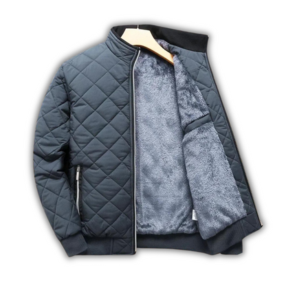 Men's Winter Jacket Lined Bomber Style Stand-Up Collar