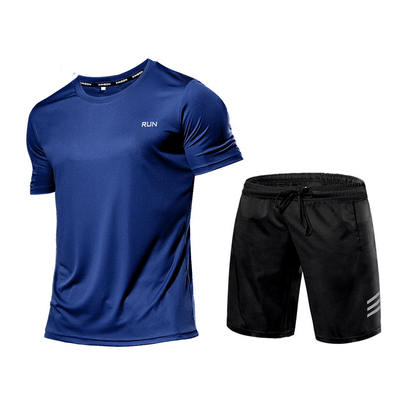 Men's Fitness Set - Two-Piece Sports Tracksuit Shorts and T-Shirt