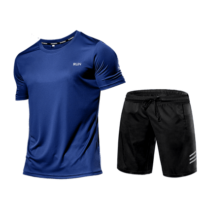 Men's Fitness Set - Two-Piece Sports Tracksuit Shorts and T-Shirt