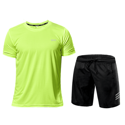 Men's Fitness Set - Two-Piece Sports Tracksuit Shorts and T-Shirt