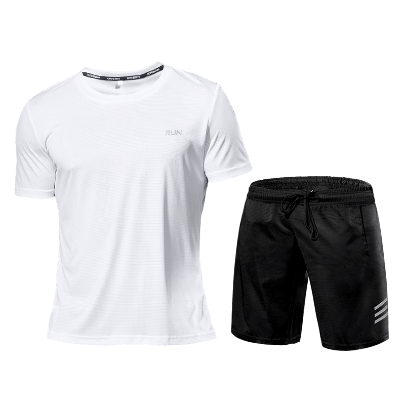 Men's Fitness Set - Two-Piece Sports Tracksuit Shorts and T-Shirt