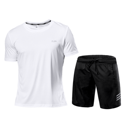 Men's Fitness Set - Two-Piece Sports Tracksuit Shorts and T-Shirt