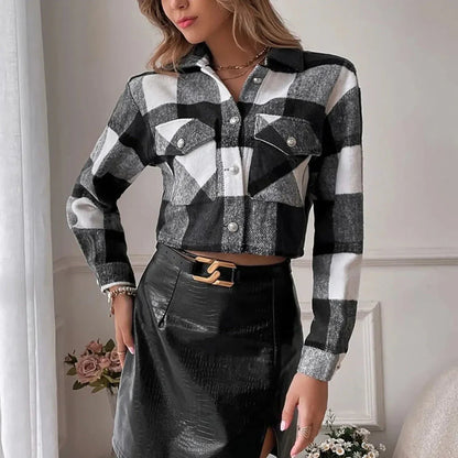 Classic Cropped Plaid Jacket Men