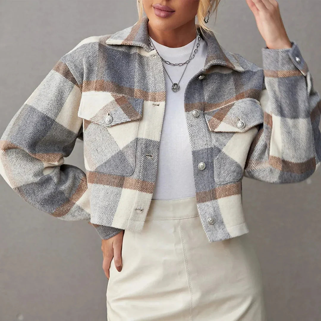 Classic Cropped Plaid Jacket Men