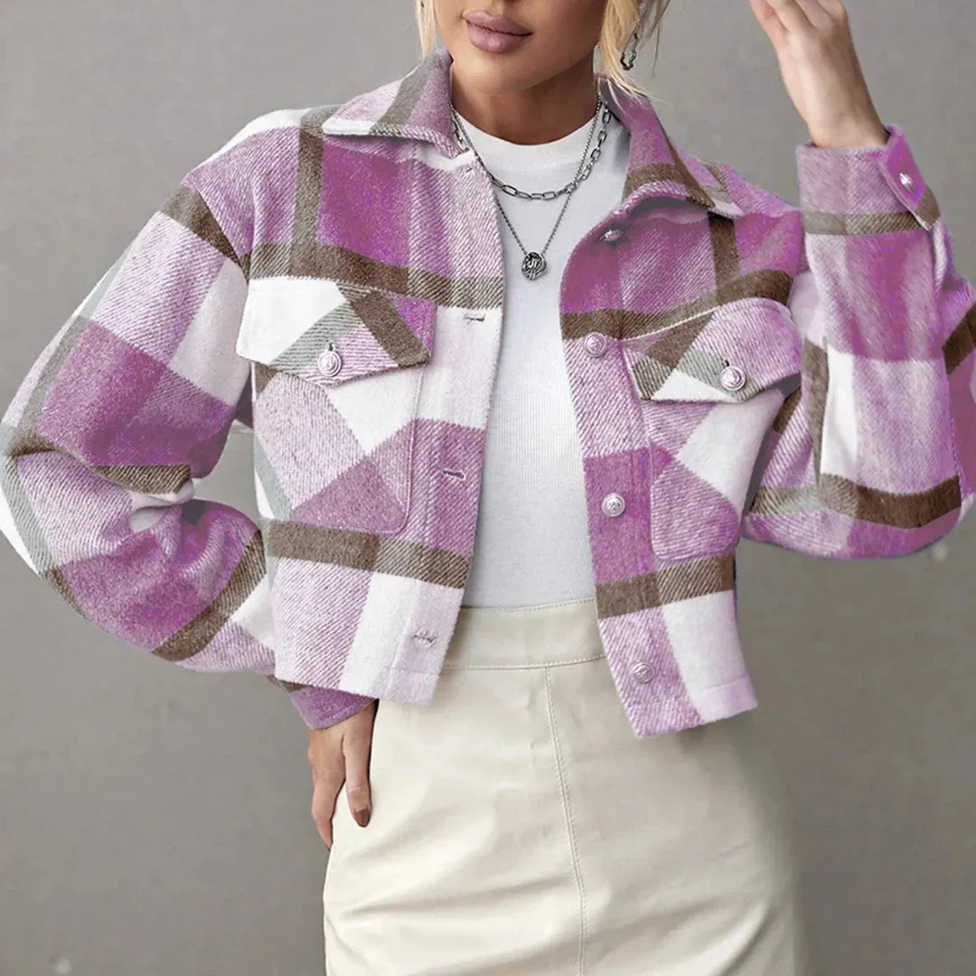 Classic Cropped Plaid Jacket Men