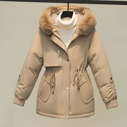 Women's Winter Quilted Vest with Fur Collar